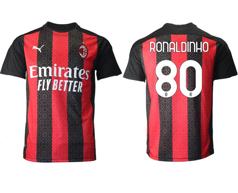 Men 2020-2021 club AC milan home aaa version #80 red Soccer Jerseys